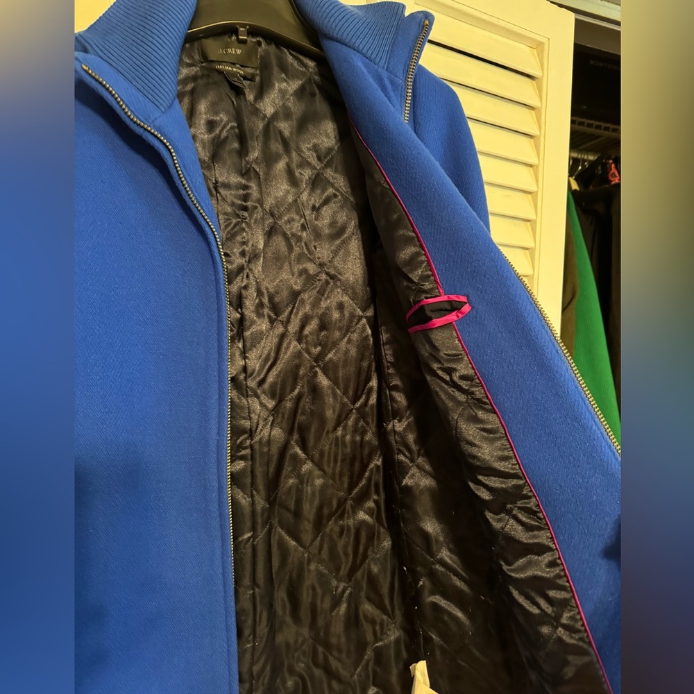 J Crew Italian wool Lodge Coat in vibrant blue. Great used condition. - Picture 5 of 9